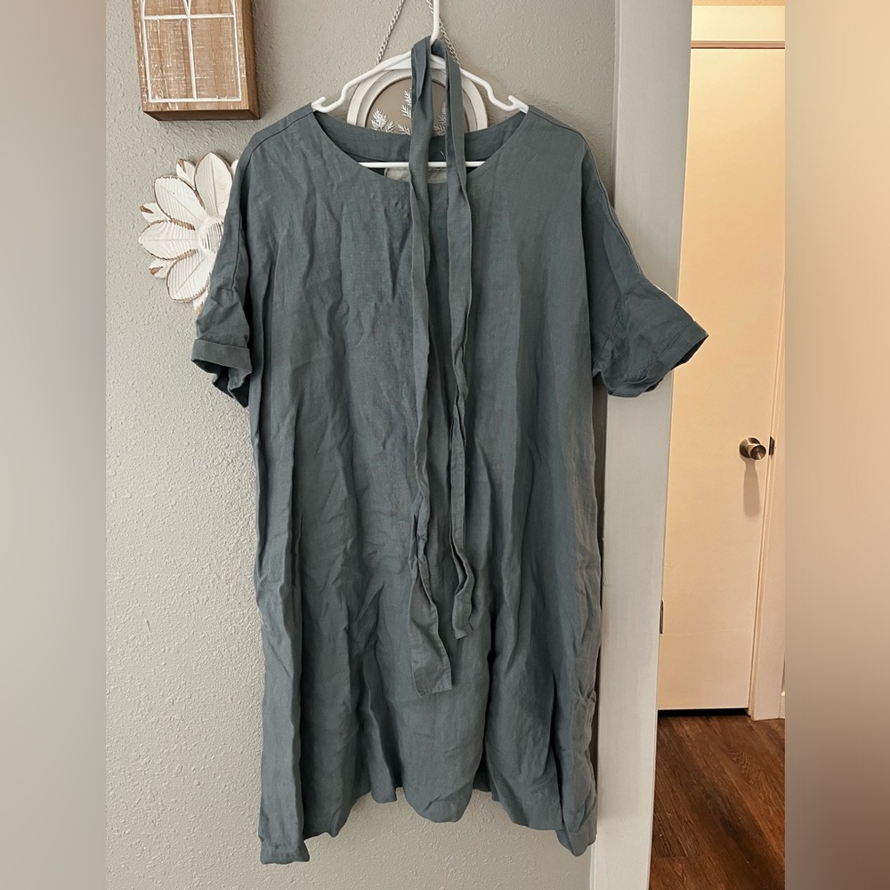 NotPerfectLinen Aqua Rennes Dress